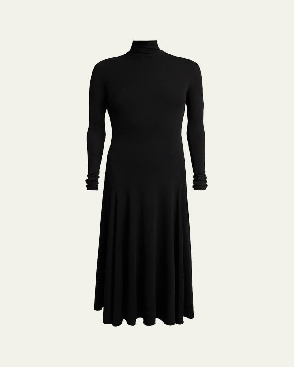 Heart Cutout Turtleneck Long-Sleeve Maxi Dress